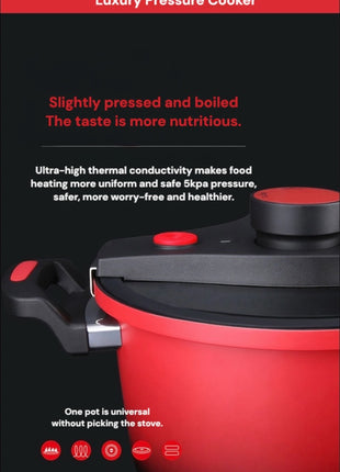 Luxury Knob-Style Pressure Cooker 6L 38x20cm Aluminum Alloy - Cookware | CHECK PRODUCT DESCRIPTION | Lightweight Blue Red, Black, Green, beige non stick cookers