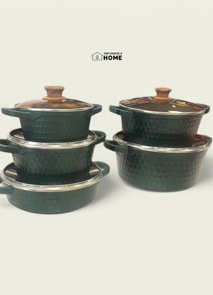 Concave Pattern Casserole Set 10 Pieces with Marble Coating and Non-Stick, Eco Friendly,, Safe for Health