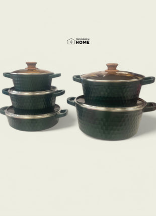 Concave Pattern Casserole Set 10 Pieces with Marble Coating and Non-Stick, Eco Friendly,, Safe for Health