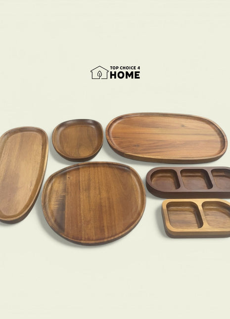 Wooden Bamboo Tray for Fruits and Nuts Showcase - Available in Many Sizes - Plates Stylish Small