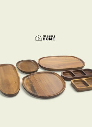 Wooden Bamboo Tray for Fruits and Nuts Showcase - Available in Many Sizes - Plates Stylish Small
