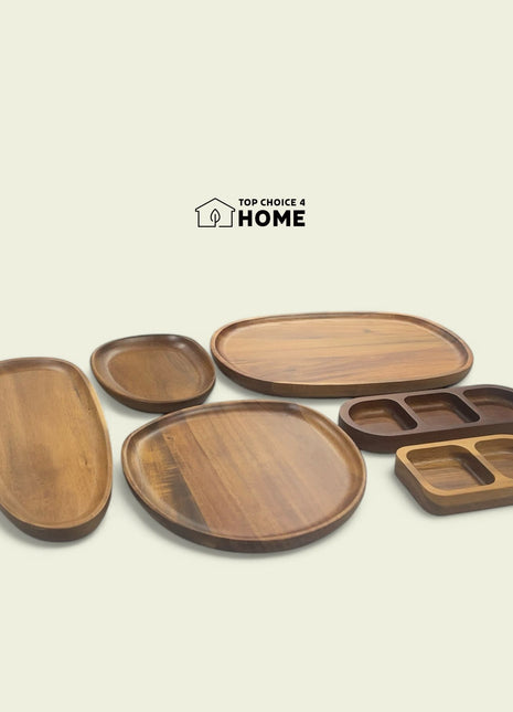 Wooden Bamboo Tray for Fruits and Nuts Showcase - Available in Many Sizes - Plates Stylish Small